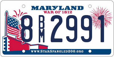 MD license plate 8BM2991