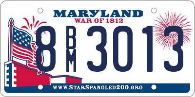 MD license plate 8BM3013