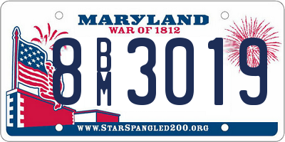 MD license plate 8BM3019