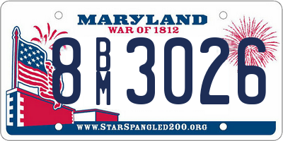 MD license plate 8BM3026