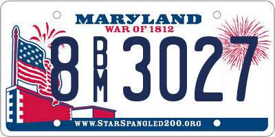 MD license plate 8BM3027