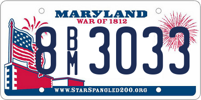 MD license plate 8BM3033