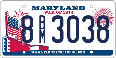 MD license plate 8BM3038