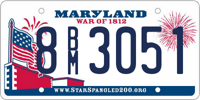 MD license plate 8BM3051