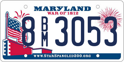 MD license plate 8BM3053