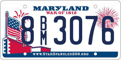 MD license plate 8BM3076