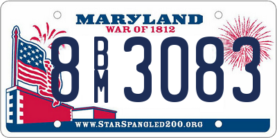 MD license plate 8BM3083