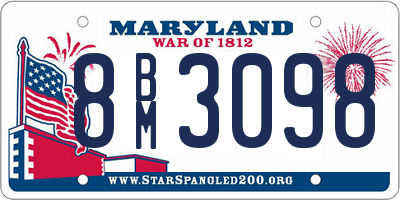MD license plate 8BM3098