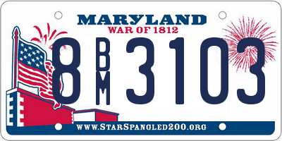 MD license plate 8BM3103