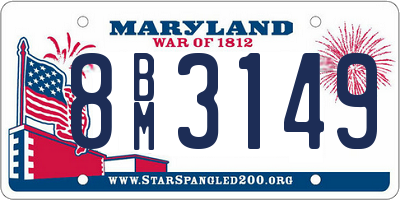 MD license plate 8BM3149