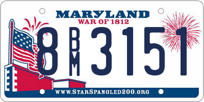 MD license plate 8BM3151
