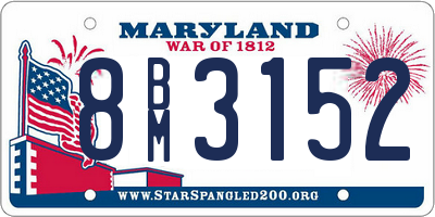 MD license plate 8BM3152