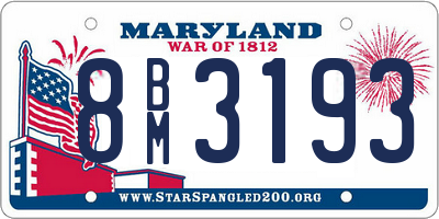 MD license plate 8BM3193