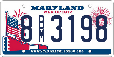 MD license plate 8BM3198