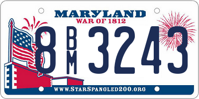 MD license plate 8BM3243