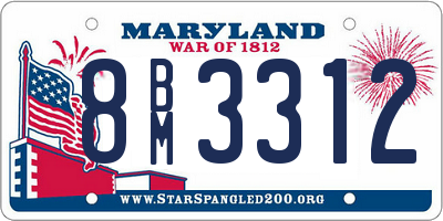 MD license plate 8BM3312