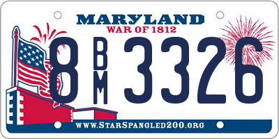 MD license plate 8BM3326