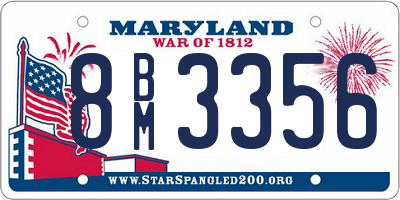 MD license plate 8BM3356