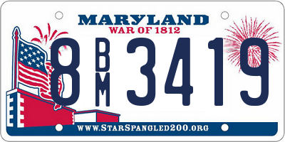 MD license plate 8BM3419