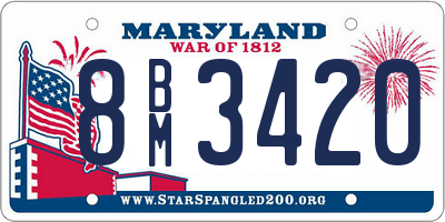 MD license plate 8BM3420