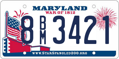 MD license plate 8BM3421