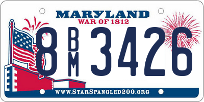 MD license plate 8BM3426