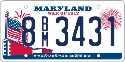 MD license plate 8BM3431
