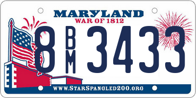 MD license plate 8BM3433