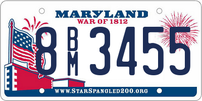 MD license plate 8BM3455