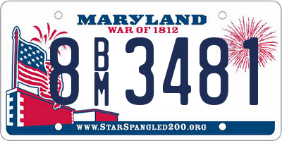 MD license plate 8BM3481