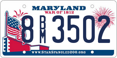 MD license plate 8BM3502