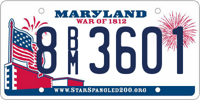 MD license plate 8BM3601