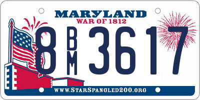 MD license plate 8BM3617