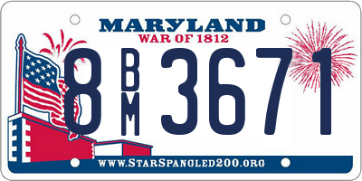 MD license plate 8BM3671