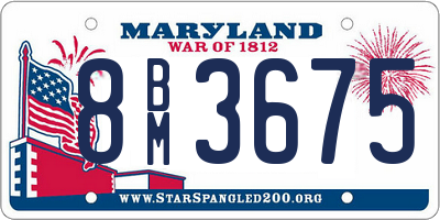 MD license plate 8BM3675