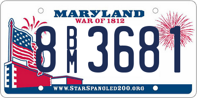 MD license plate 8BM3681