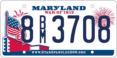 MD license plate 8BM3708