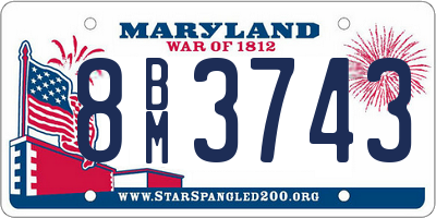 MD license plate 8BM3743