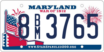 MD license plate 8BM3765