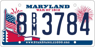 MD license plate 8BM3784
