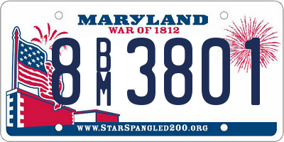 MD license plate 8BM3801