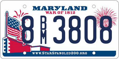 MD license plate 8BM3808