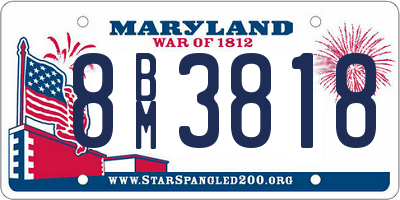 MD license plate 8BM3818