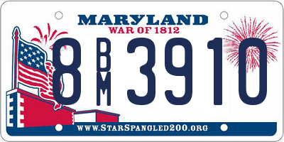 MD license plate 8BM3910