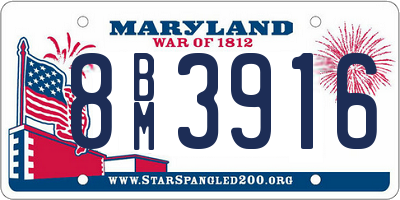 MD license plate 8BM3916