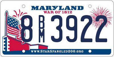 MD license plate 8BM3922