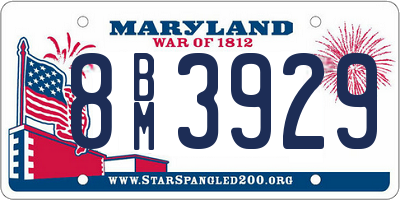 MD license plate 8BM3929