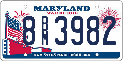 MD license plate 8BM3982