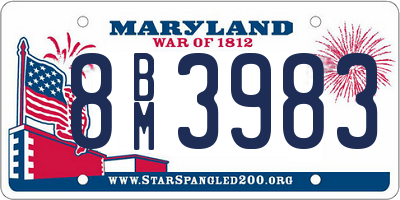 MD license plate 8BM3983