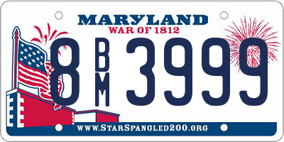 MD license plate 8BM3999